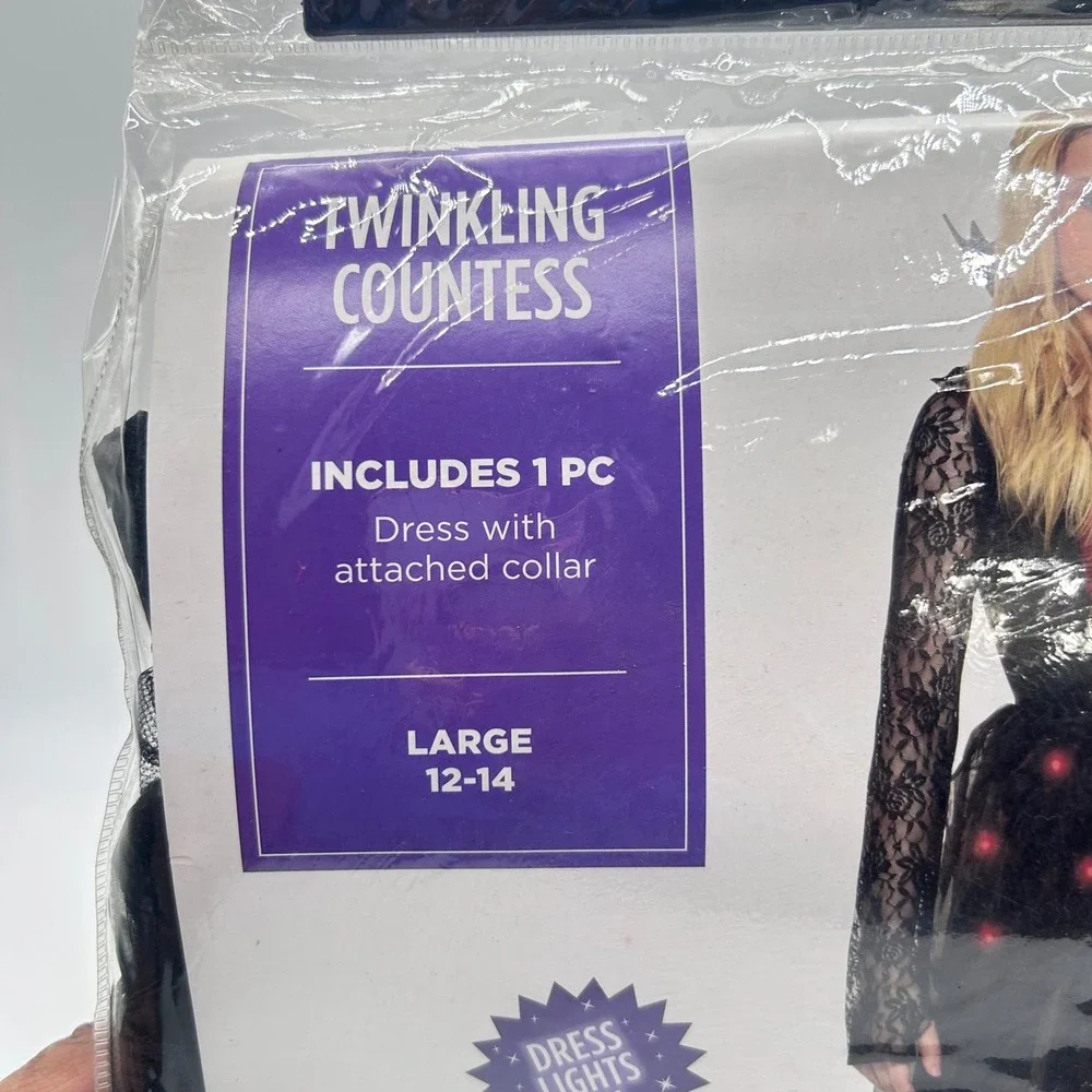 NEW Twinkling Countess Light Up Halloween‎ Costume Dress Girls Large 12-14